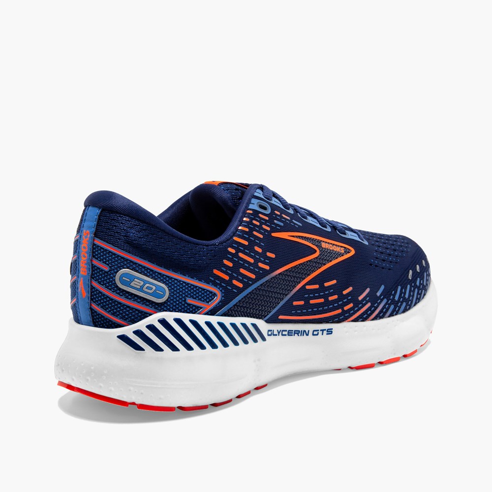 Chaussures Running Route Brooks Glycerin GTS 20 Bleu Noir Homme | TCS-4590628